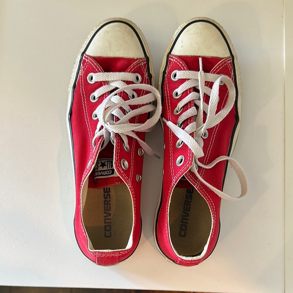 Converse Red Low-Top Canvas Sneakers with White Laces
